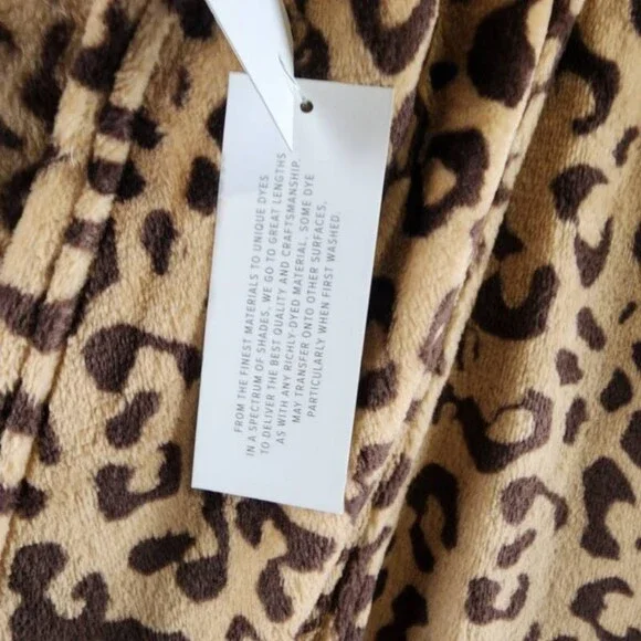 UGG Miranda Double Face Fleece Hooded Robe Women's M Live Oak Leopard Pockets - Picture 10 of 15